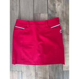 Louis Castel Red Golf Skort Women Size 64 ALFSQ460 Embroidered Logo Mini Skirt